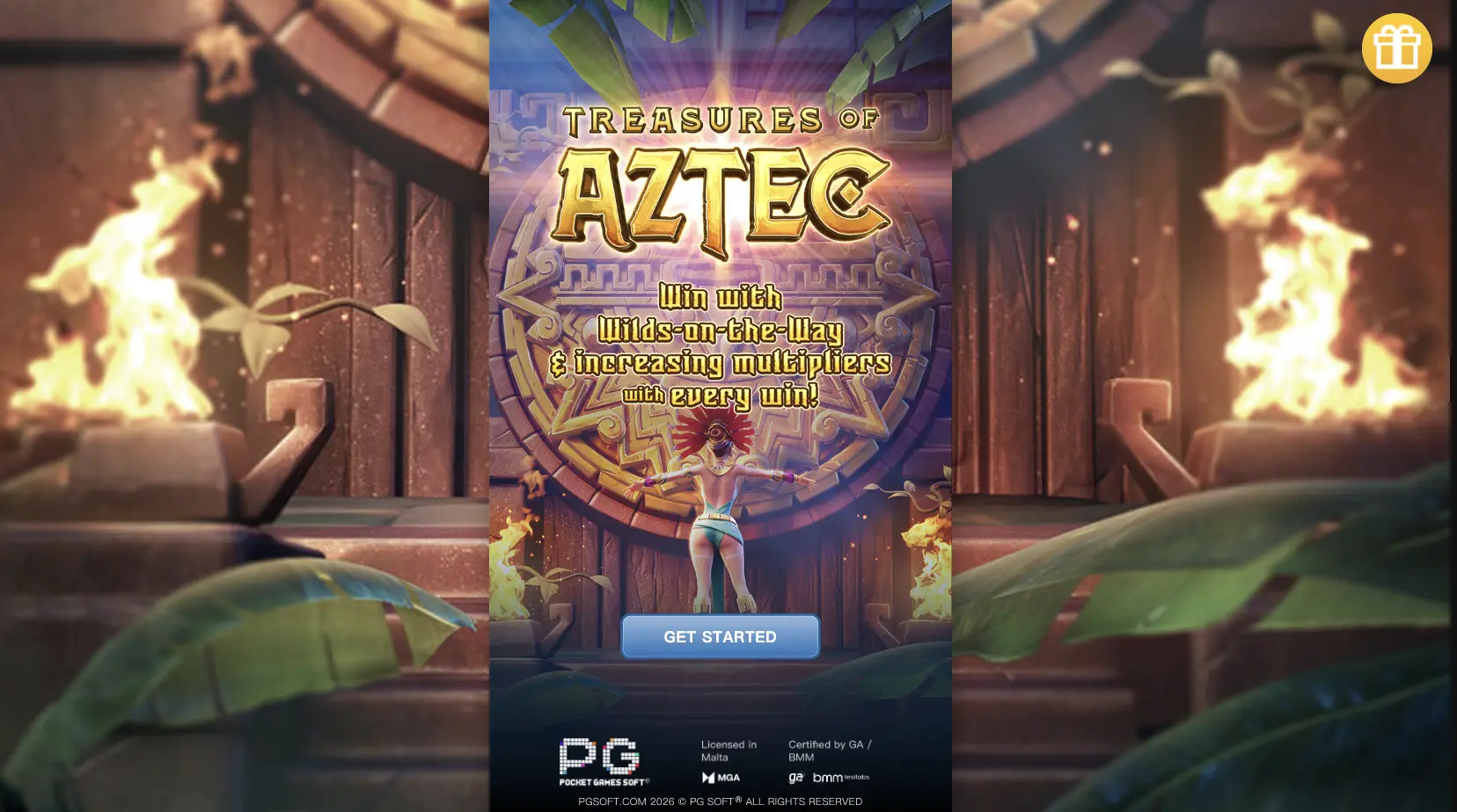 Treasures of Aztec start screen before entering the slot